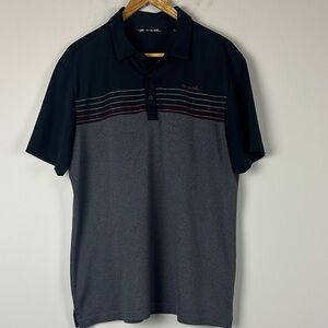 Travis Mathew Black and Gray Polo Golf Shirt - Size Largr
